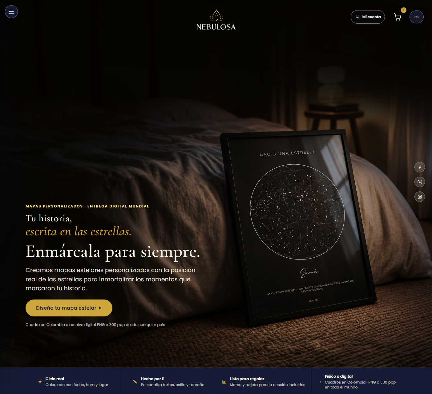 Interfaz del configurador de mapas estelares Nebulosa